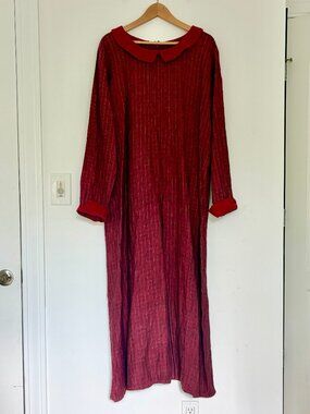 Vintage 90s NWT FLAX Maxi Cottage Core Prairie Long-Sleeved Linen Dress Large